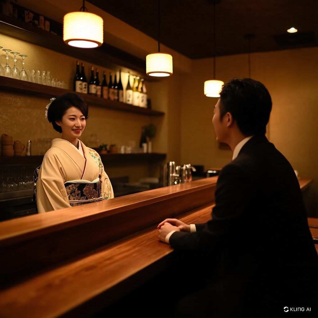 スナックのカウンターで