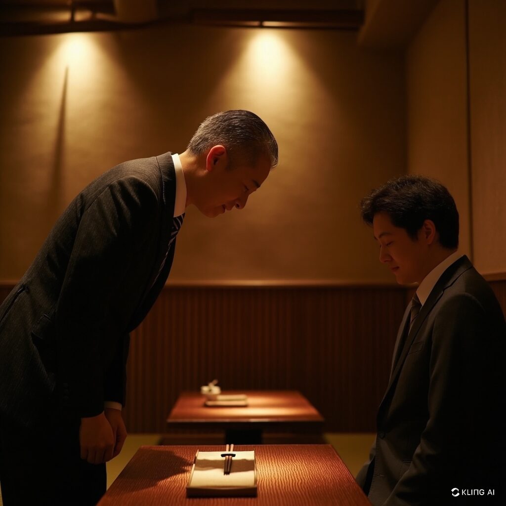 謝罪しているところ