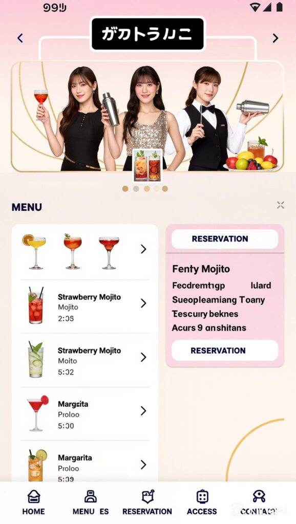 ガールズバー用ホームページ画面