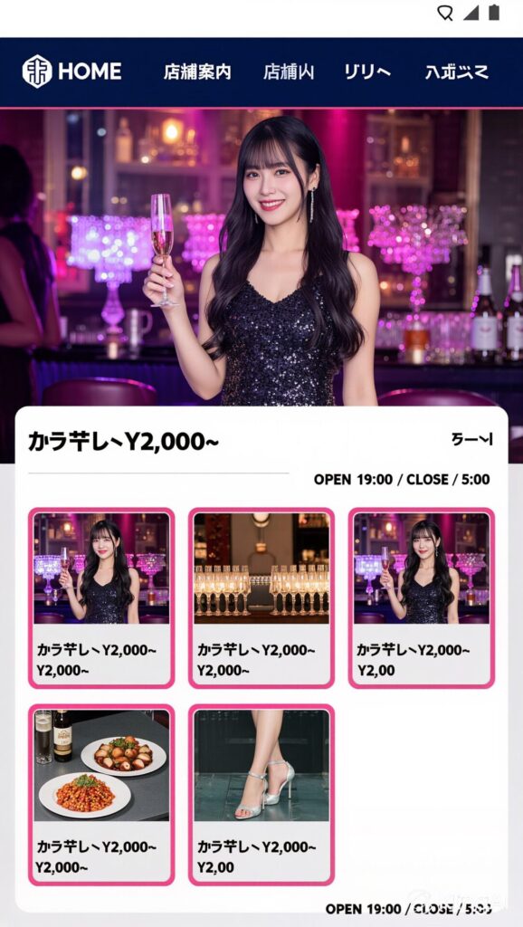 キャバクラホームページ画面
